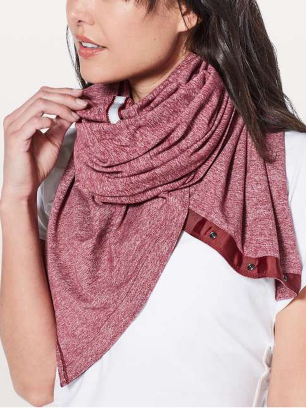 Women's lululemon Heathered Burgundy Button infinity scarf